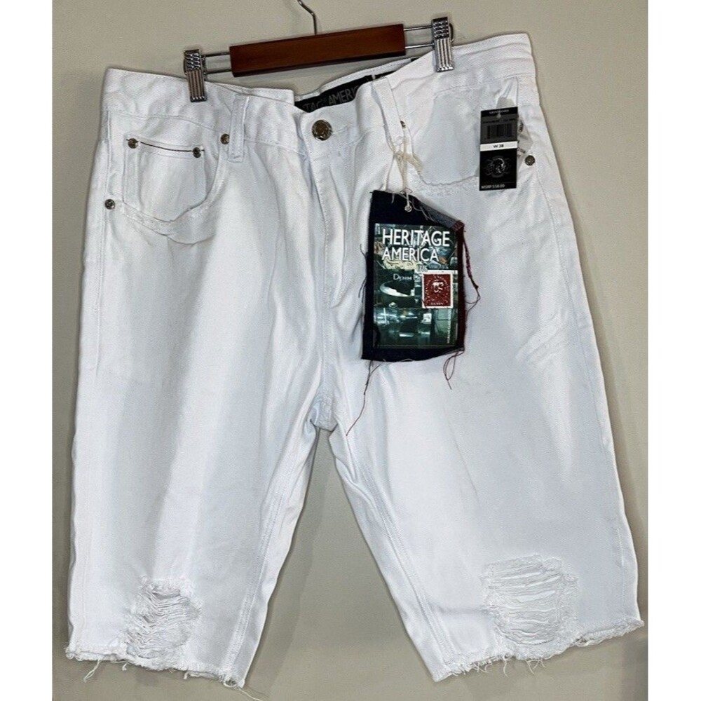Heritage American Denim Distillery Shorts W38 Y2K Moto Grunge NWT
